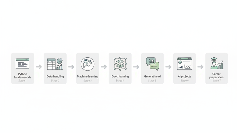 AI learning roadmap from Python fundamentals to AI career preparation